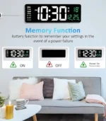 Digital Wall Clock – LED Display with Auto-Dimming & Temperature in UAE
