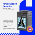 PowerStation Desk Pro charger with clock, speaker, and wireless charging for phone, watch, and earbuds.