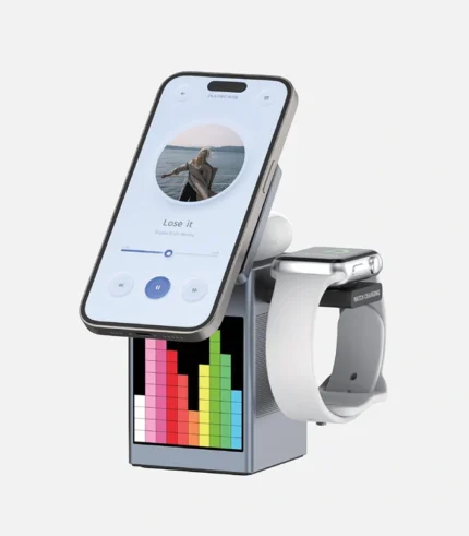 Bluetooth Speaker + Wireless Charger – 6-in-1 Station