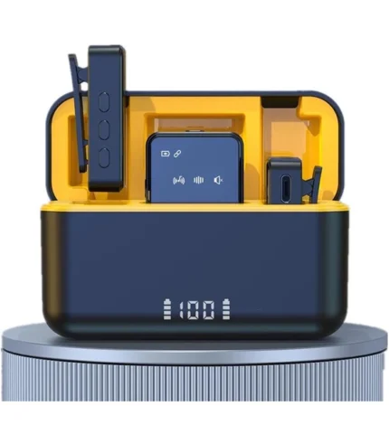 Compact Wireless Microphone Kit – Plug‑and‑Play Transmitter & Receiver with Charging Case in UAE