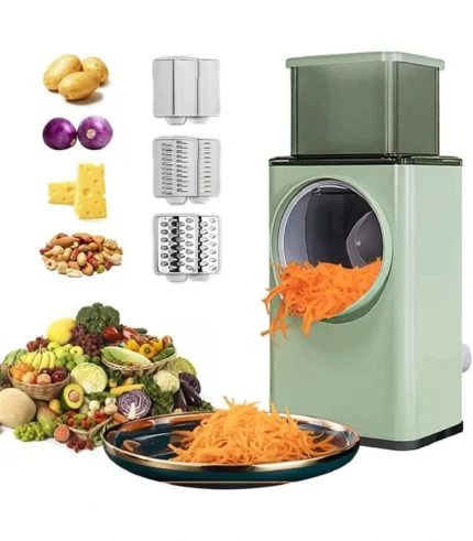 Stainless Steel Vegetable Cutter – Manual Rotary Slicer & Shredder