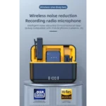 Wireless microphone kit with digital charging case and labeled clip on units, featuring DSP and Hi Res Audio.